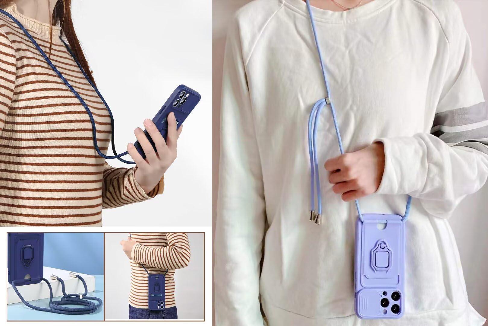 Aithne Cover Compatibile con Xiaomi Redmi A1, Slot Schede, 360°Magnetica Anello Supporto [Protezione Fotocamera] Cordino Collana Necklace Silicone