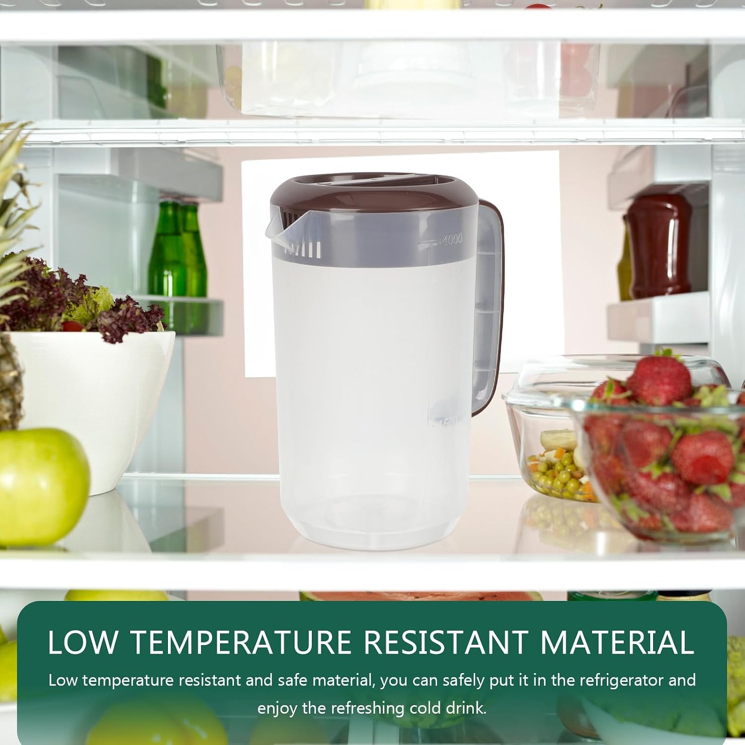 L Drink Pitcher for Fridge Storage, PP Plastic Water Jug