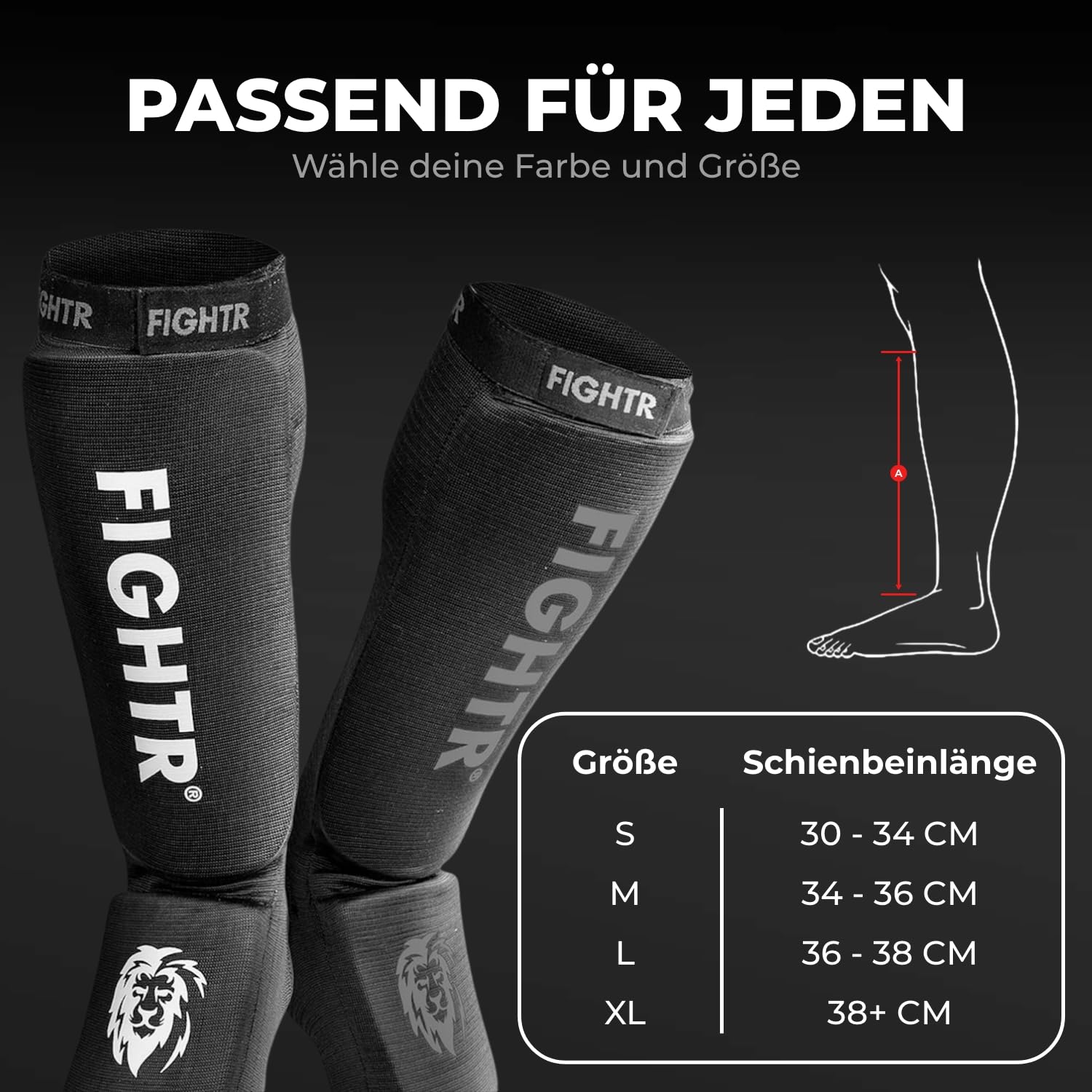 FIGHTR® Schienbeinschoner - mit perfektem Sitz und idealer Polsterung | Schienbeinschutz für Kicks im Kickboxen, MMA, Muay Thai und weitere Kampfsportarten