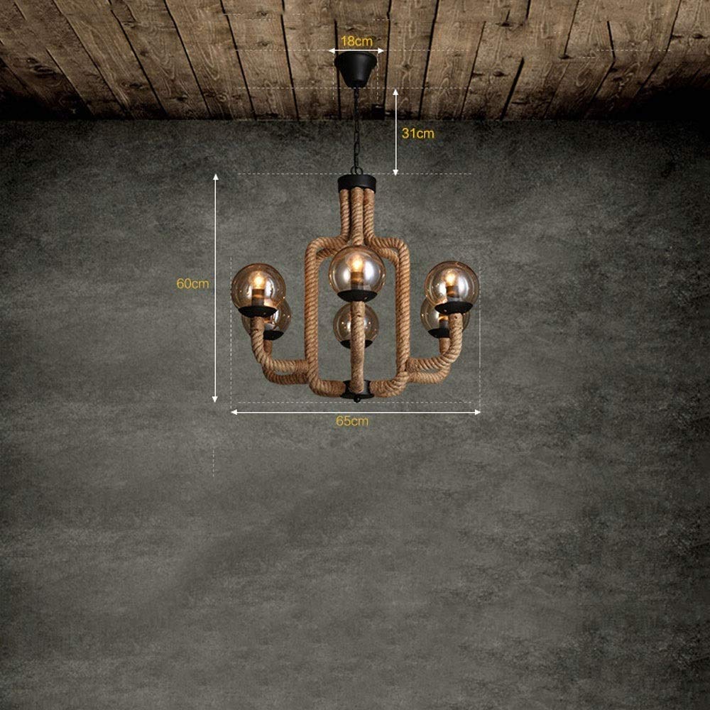 6 portalámparas E27, Estilo Hierro Forjado, Cuerda Colgante, lámpara de Noche de geometría Irregular, Bola de Cristal Creativa con Burbujas, Ideal para familias, Bares, restaurantes y hoteles.