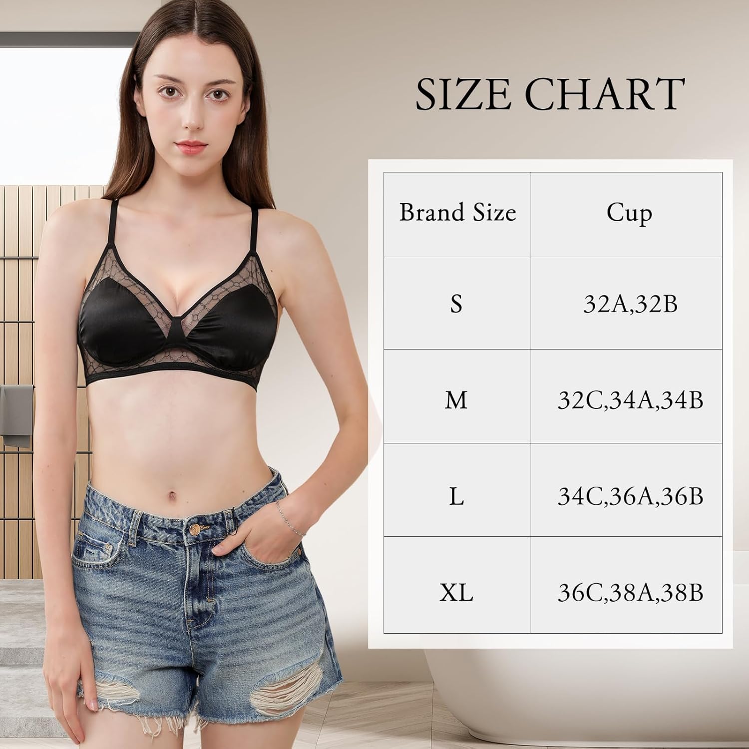 Womens Silk Satin Sexy Triangle Bralette Wireless Lace Bra Top Comfort Push Up Padded Bras Smooth Backless Underwear - Image 6