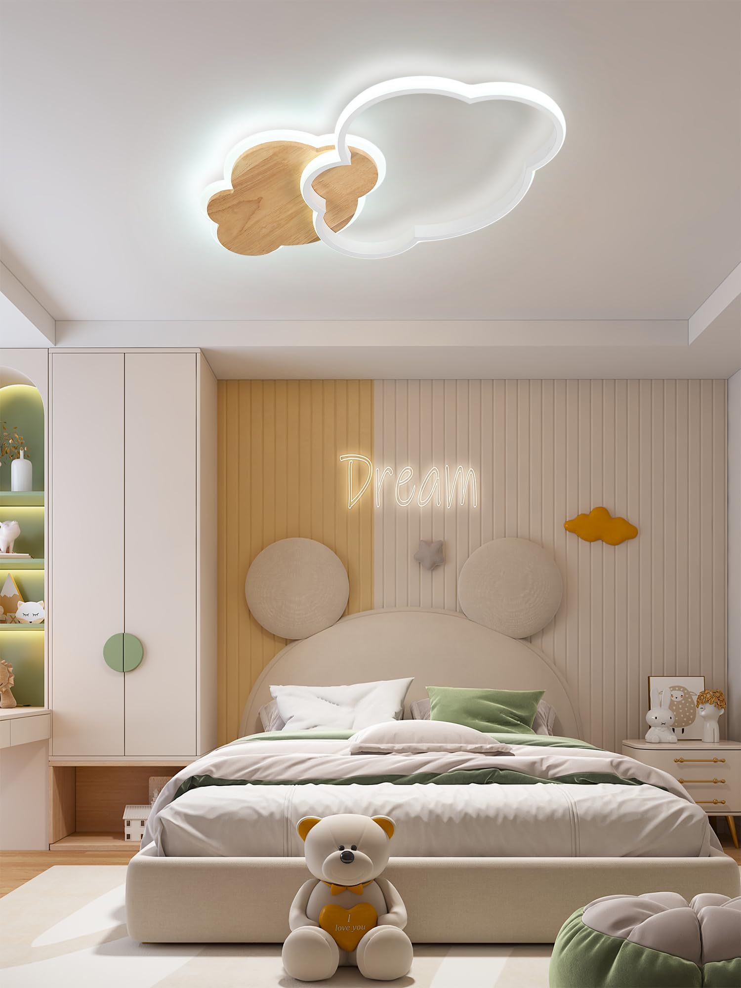 FANLG Lampara techo infantil, 40cm Plafon led techo Regulable con Control Remoto 22W 2200lm Lámpara techo dormitorio Lampara de techo para habitacion, Dormitorio, Estar Pasillo y Salón