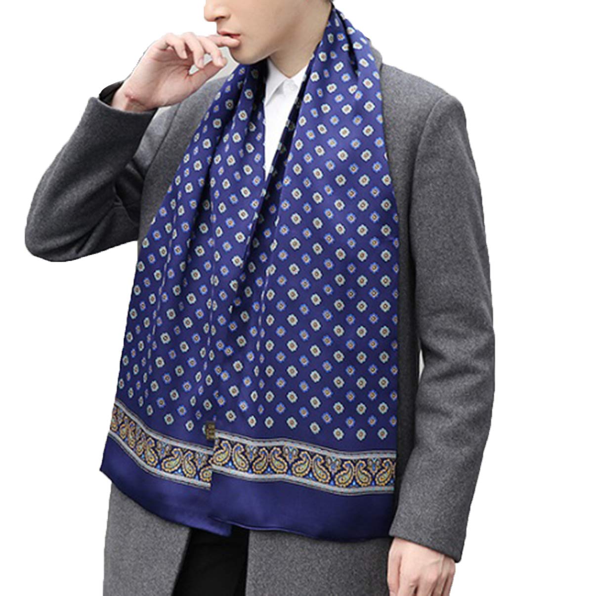 Men's 100 Silk Scarf Double Layers Fashion Neckerchief Formal Casual