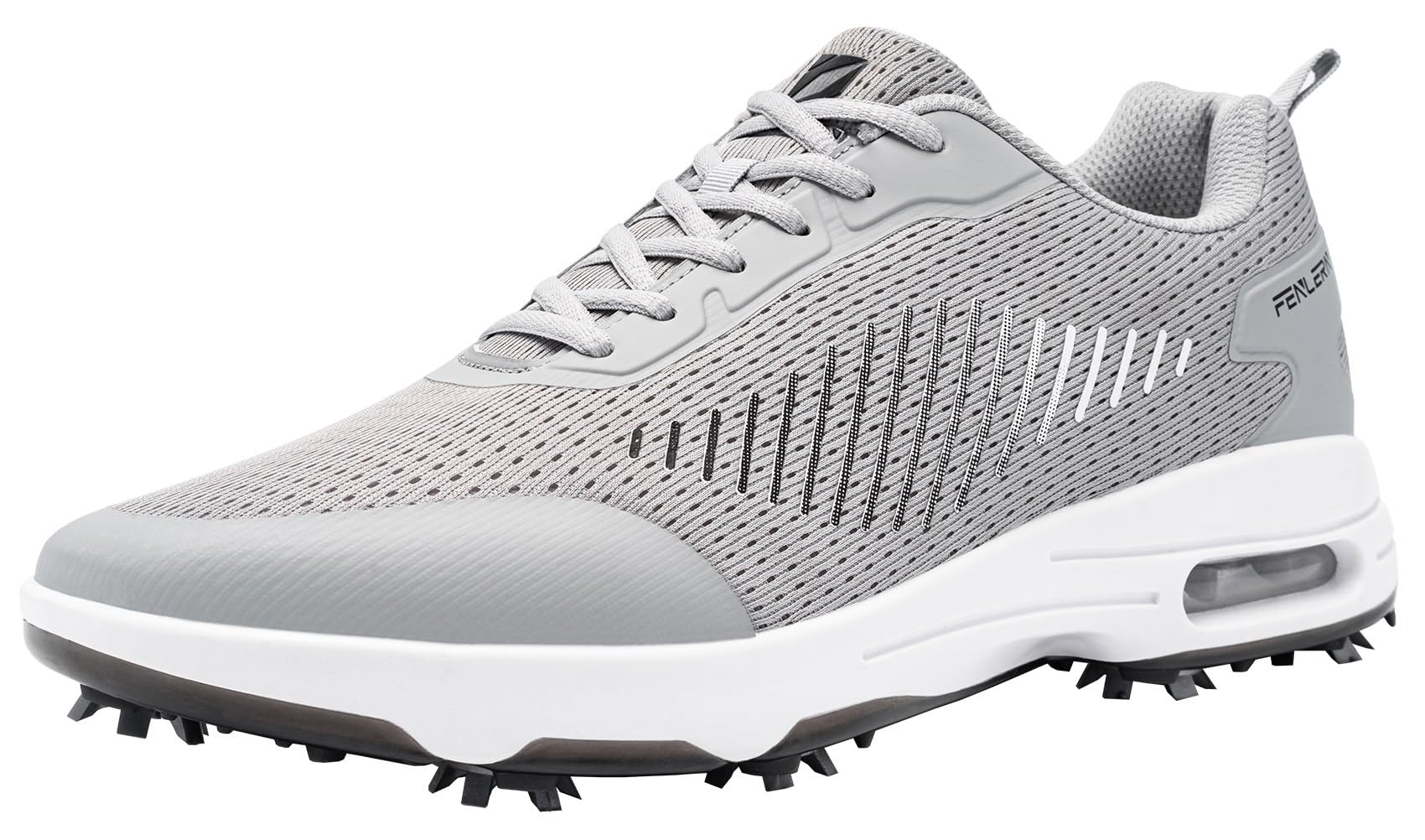 Fenlern Zapatos de Golf para Hombre con Entresuela Amortiguada por Aire con 9 Clavos de Golf Entrenadores de Malla Transpirable.
