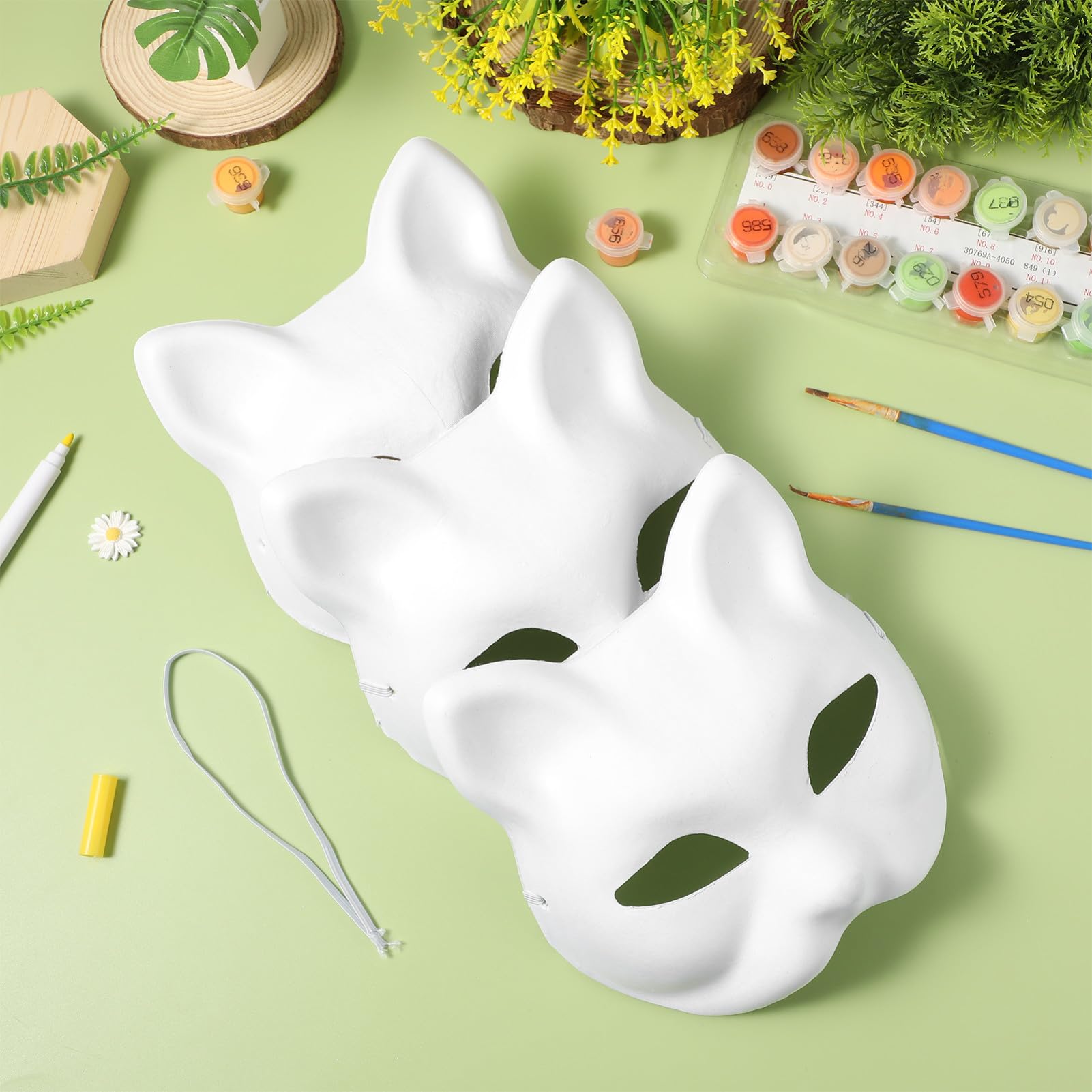 Healeved 10 Pezzi Maschere Gatto Vuote in Maschera Costume Leggera per Decorabile per Halloween Cosplay e Feste Maschera Mascherata Personalizzabile