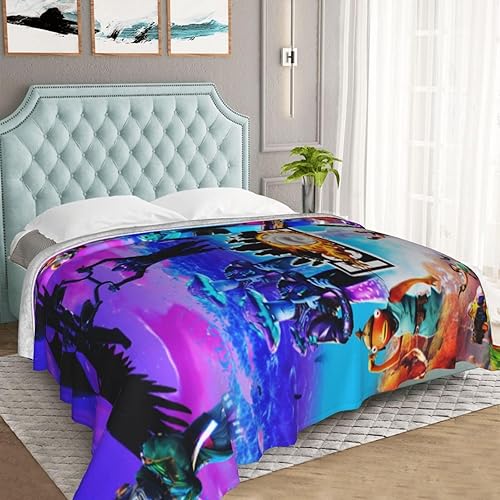 Miniatura 5 de Game Blaneket - Manta de franela suave y cálida Animethrow para aire acondicionado, manta de cama C-50 x 40 pulgadas