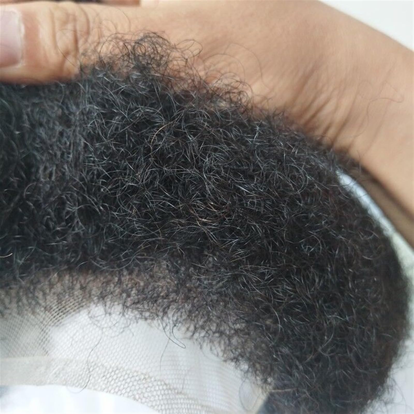 Herren 10 * 8 haar Ersatz System for Männer Volle Spitze Haar Teile Prothese Einheiten Basis 4mm Afro Curl Toupet Haarteil