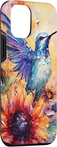 Miniatura 3 de Funda para iPhone 14 Colorful Watercolor Sunflower Nature Purple Blue Hummingbird