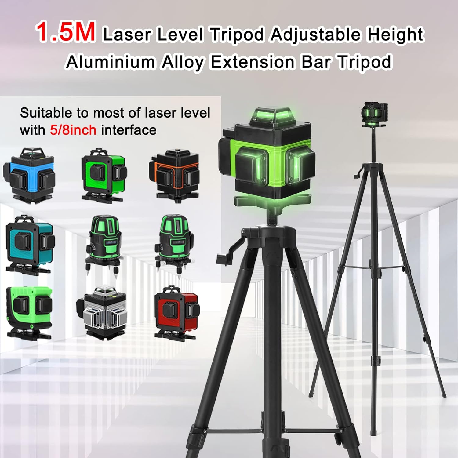 1.5M Level Tod Adjustable Height Aluminium Alloy Extension Bar Tod Bracket Leveling Hine Telescoping Pole with Bubble-Level