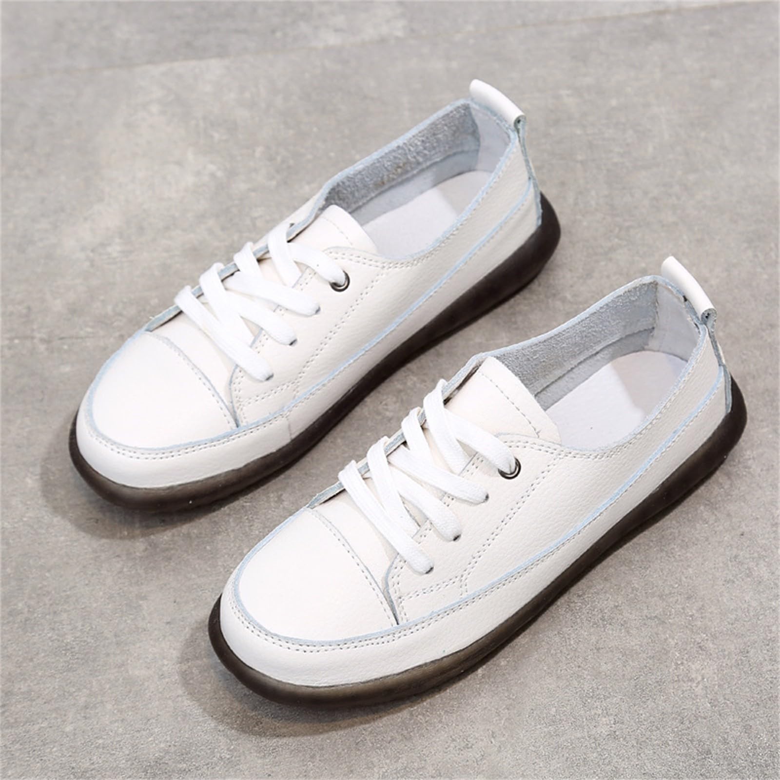 Generisch Mocasines para mujer cómodos zapatos casuales cómodos suaves mocasines planos cómodos zapatos planos con cordones zapatos de barco