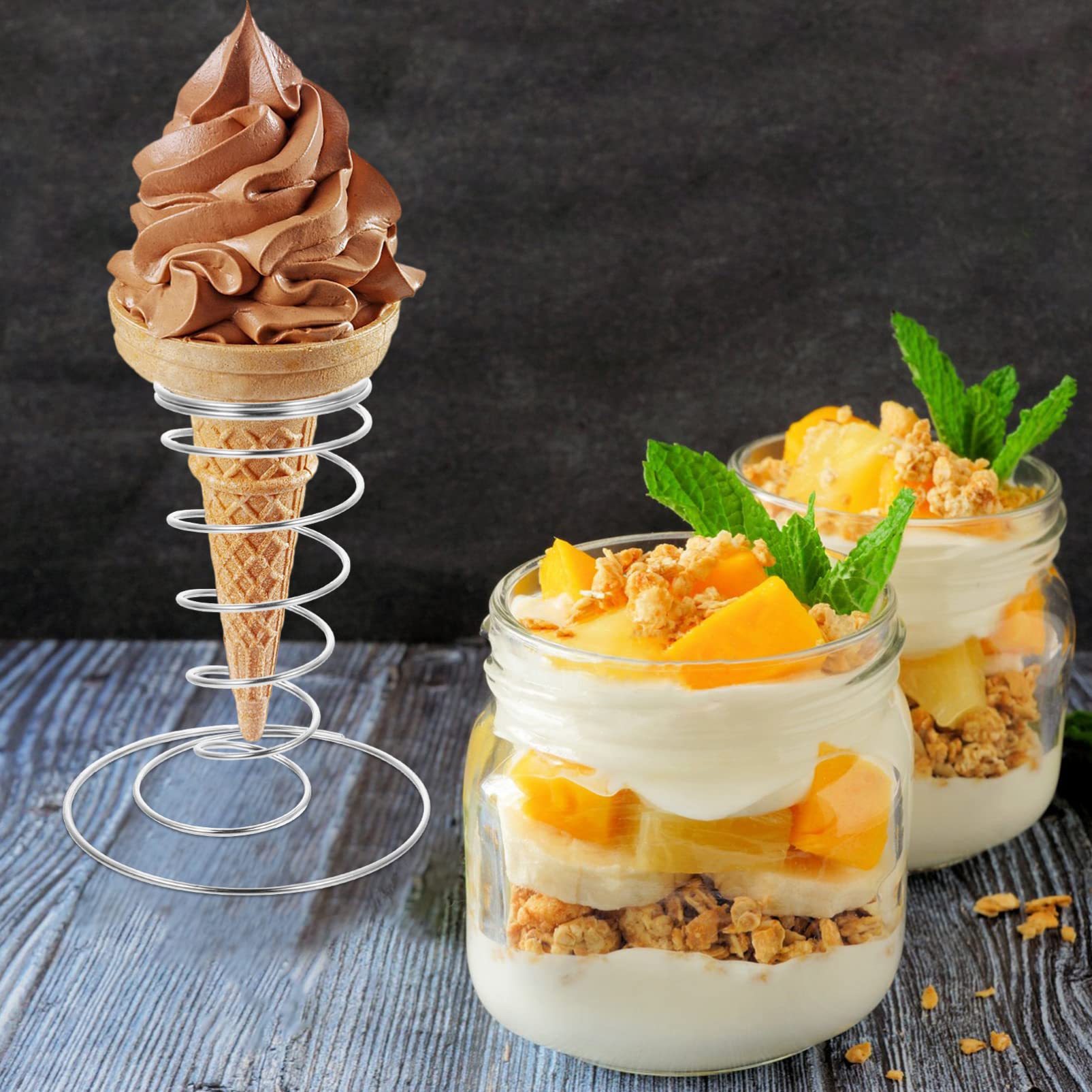 4 pezzi ghiaccio espositore gelato supporto in acciaio inox gelato