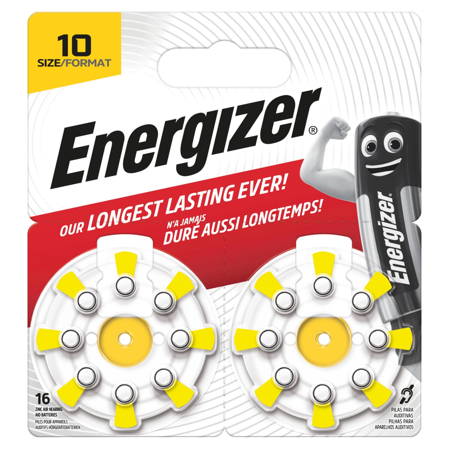 Energizer Baterie do aparatów słuchowych, rozmiar 10, 16 sztuk