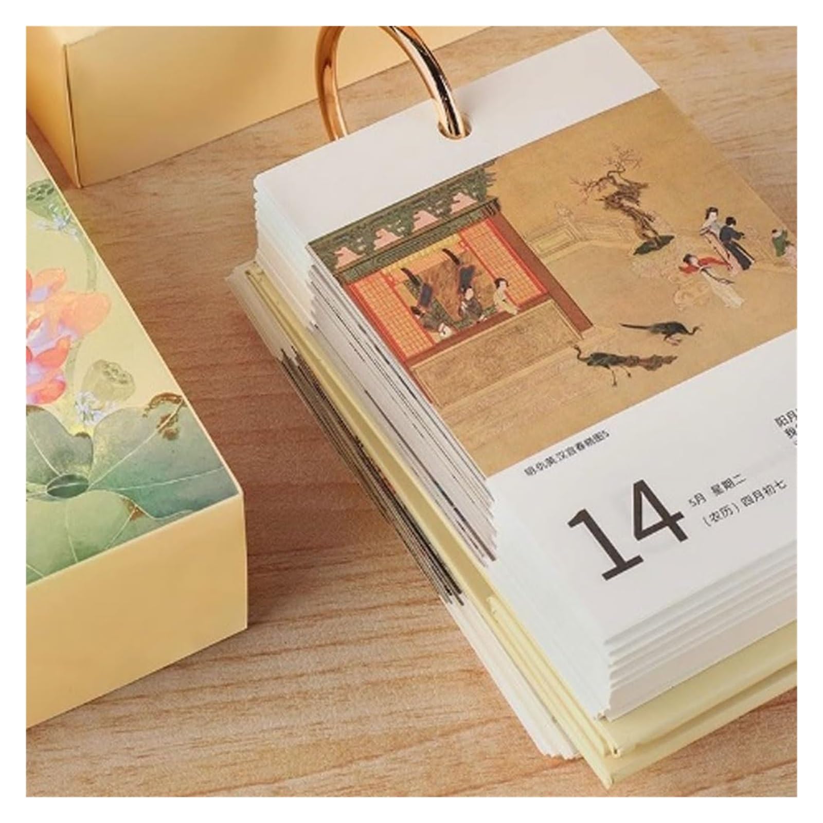 Tischkalender, Tischkalender 2025 im chinesischen Stil, 2025 Jahr der Schlange, Poesie- und Malkalender, Desktop-Ornament, kreativer Desktop-Kalender