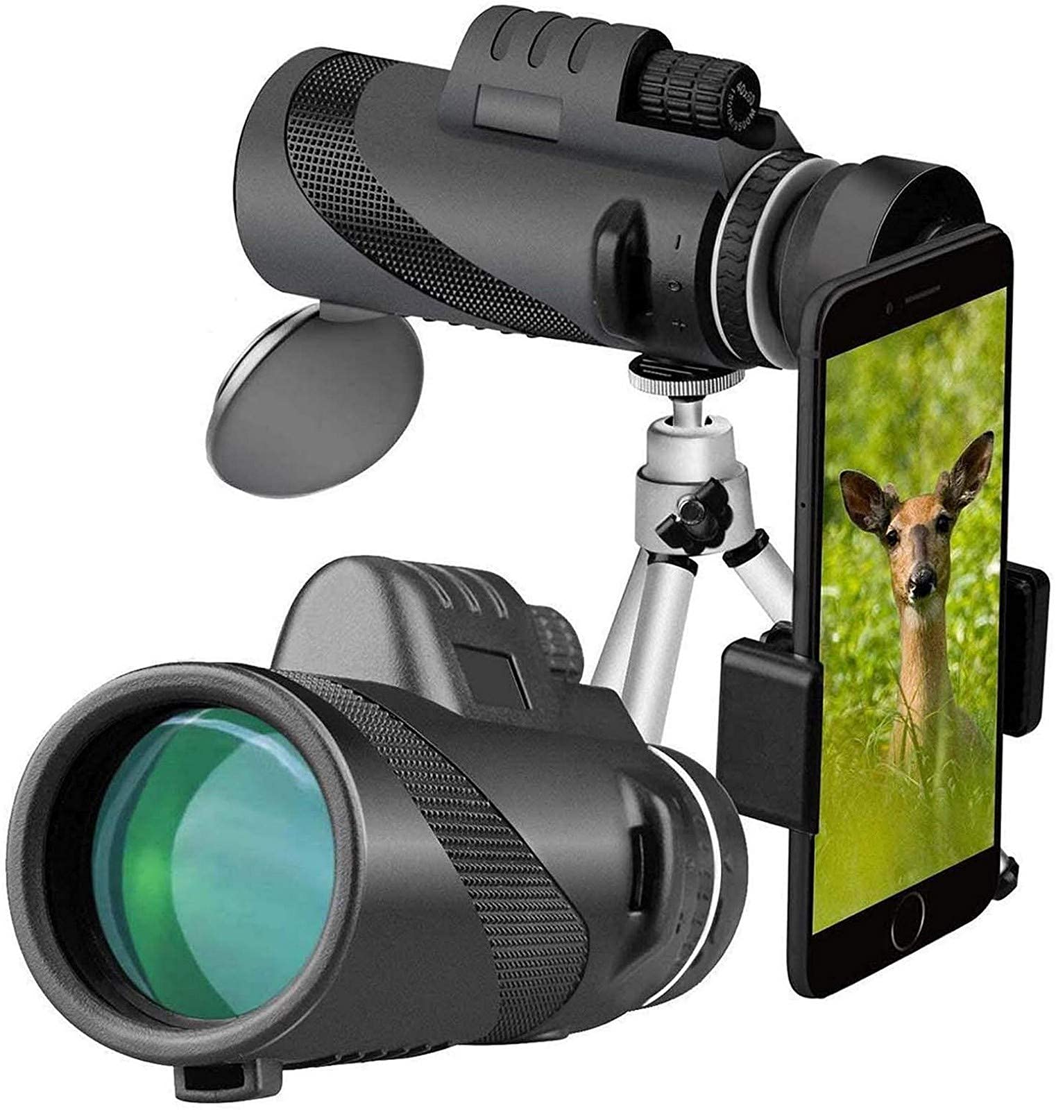 Przenośny monokular 40x60 High Definition High Power dla dorosłych, teleskop monokularowy ze statywem i adapterem do telefonu, luneta do obserwacji ptaków