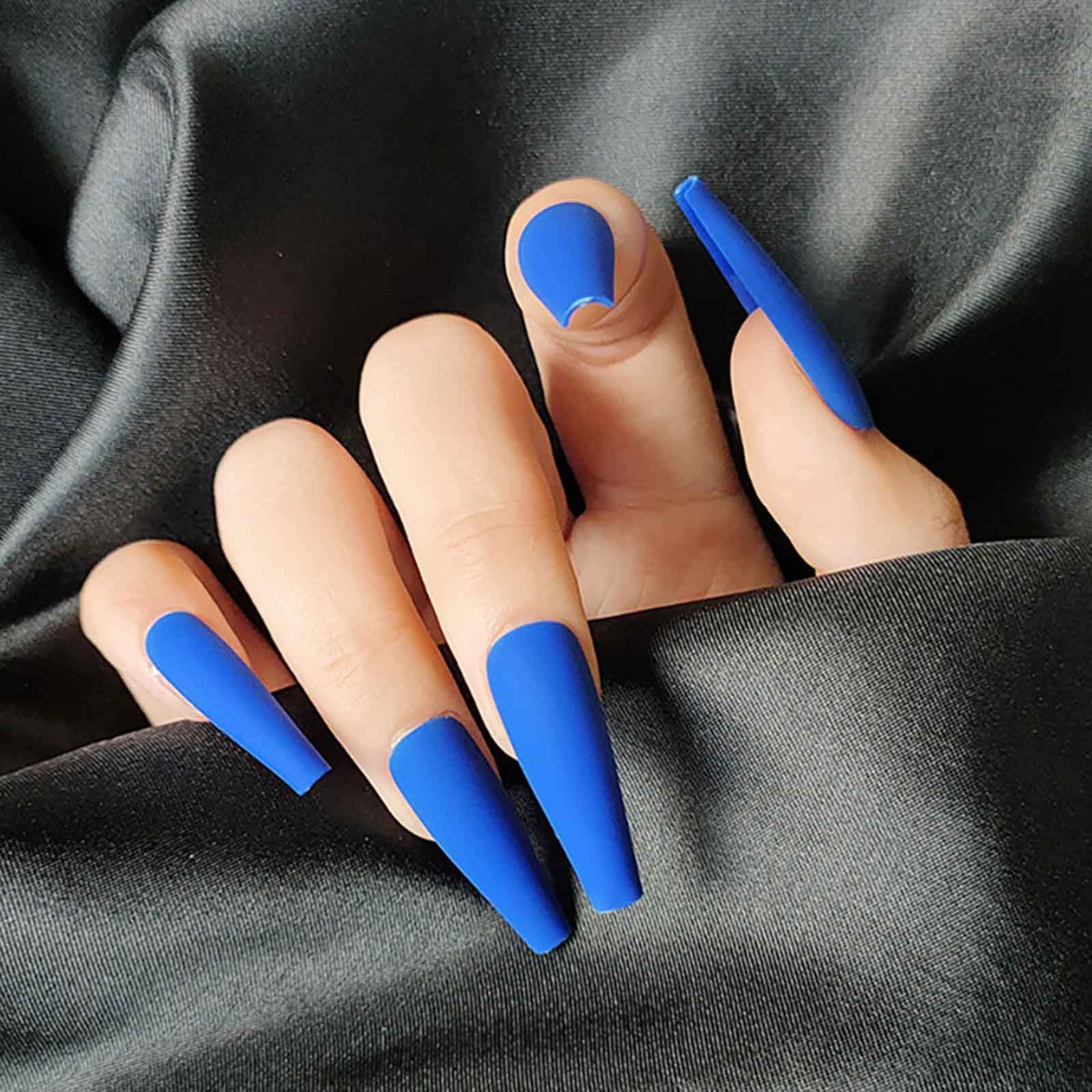 Ballerina Press on Nails Blauer Sarg Kunstnägel Feuer Kunstnägel Mode Künstliche Acryl Full Cover Kunstnägel für Frauen und Mädchen (24 Stück)