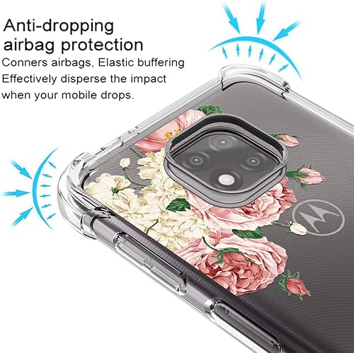 Miniatura 5 de Osophter Funda para Moto G Power 2021, diseño floral floral para niñas y mujeres, absorción de golpes, flexible de goma TPU para Motorola G Power