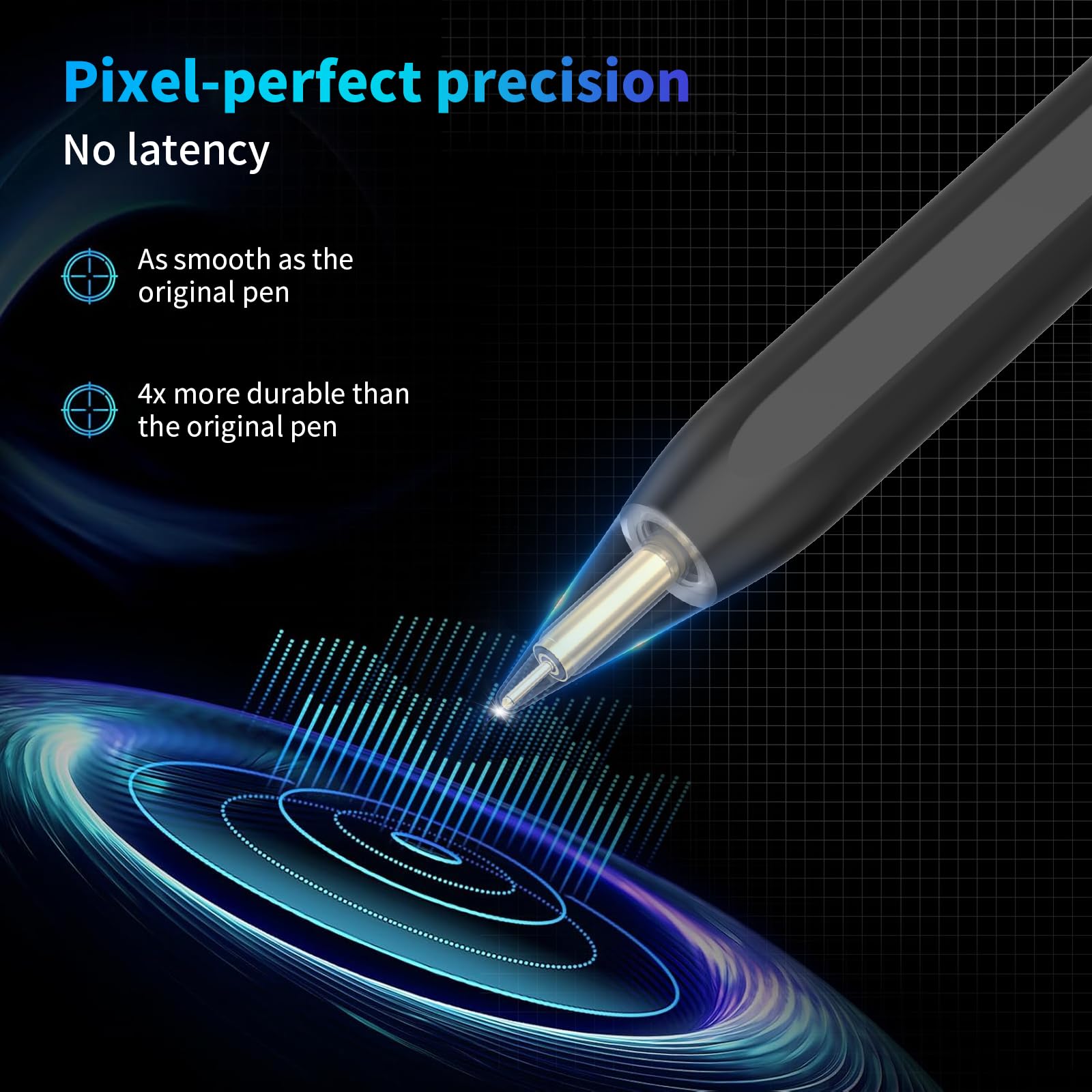 AMZBOSS Stylet pour Apple iPad 2018-2025, Pencil Charge Rapide, Reject de Paume, Détection d'inclinaison, Compatible iPad A16/10/9/8/7/6,Pro 11/12.9,Air 3/4/5/M2/M3,Mini 5/6 (Noir)