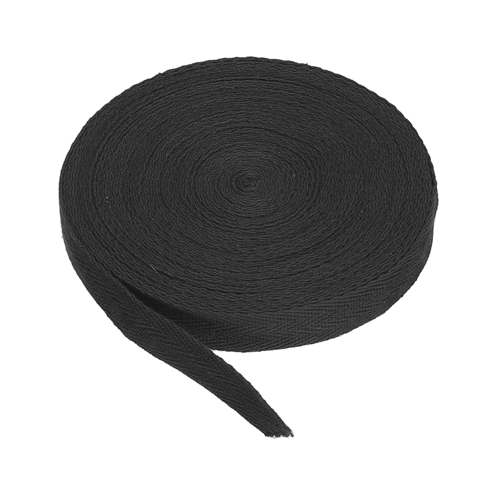 Ruban coton sergé chevrons noir 15mm x 9m pour couture et loisirs créatifs