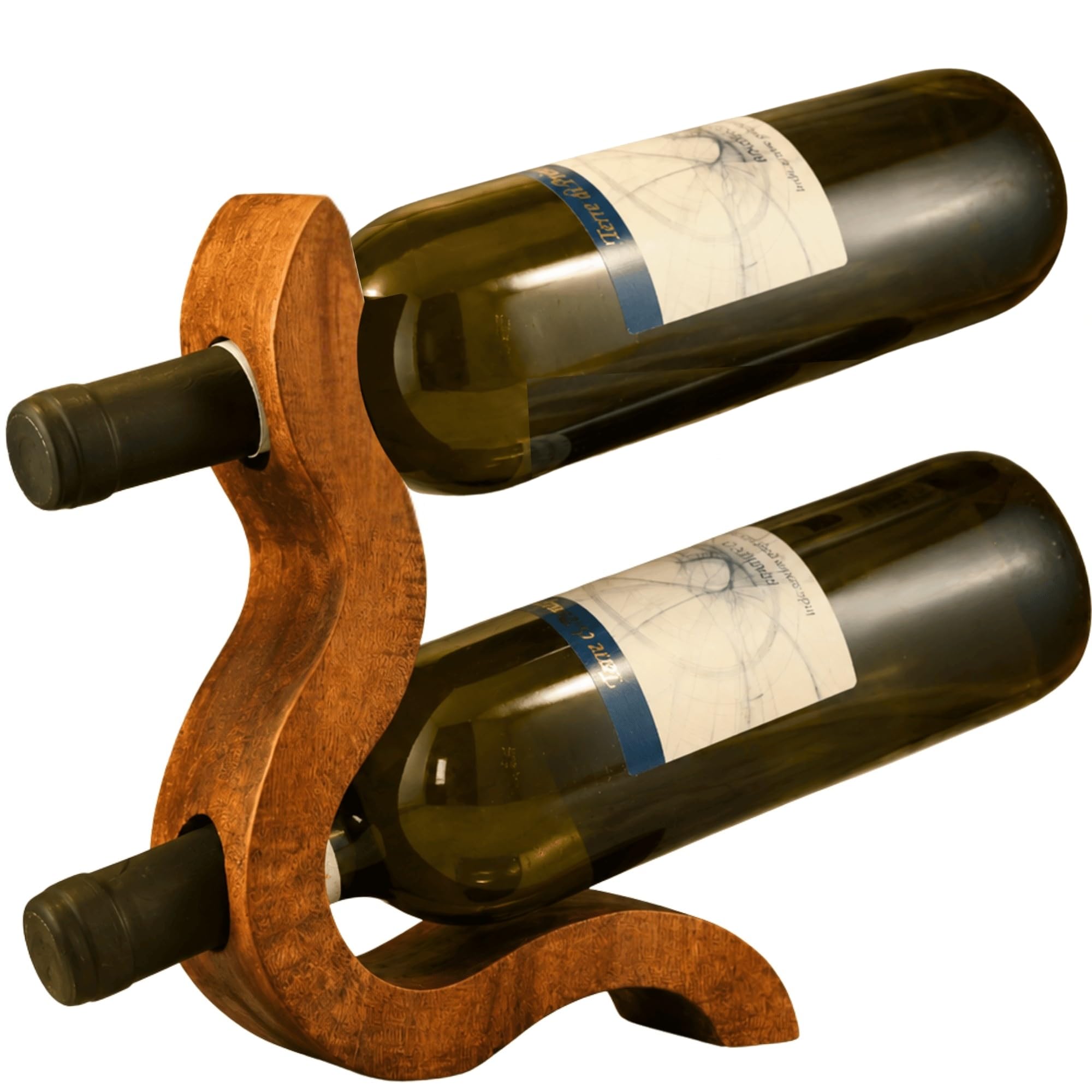 Mare, portabottiglie per vino in legno massello di tulipier