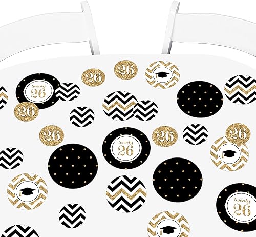 Miniatura 7 de Big Dot of Happiness Confeti de círculo gigante para fiesta de graduación dorada 2025, decoraciones para fiestas, confeti grande, 27 unidades