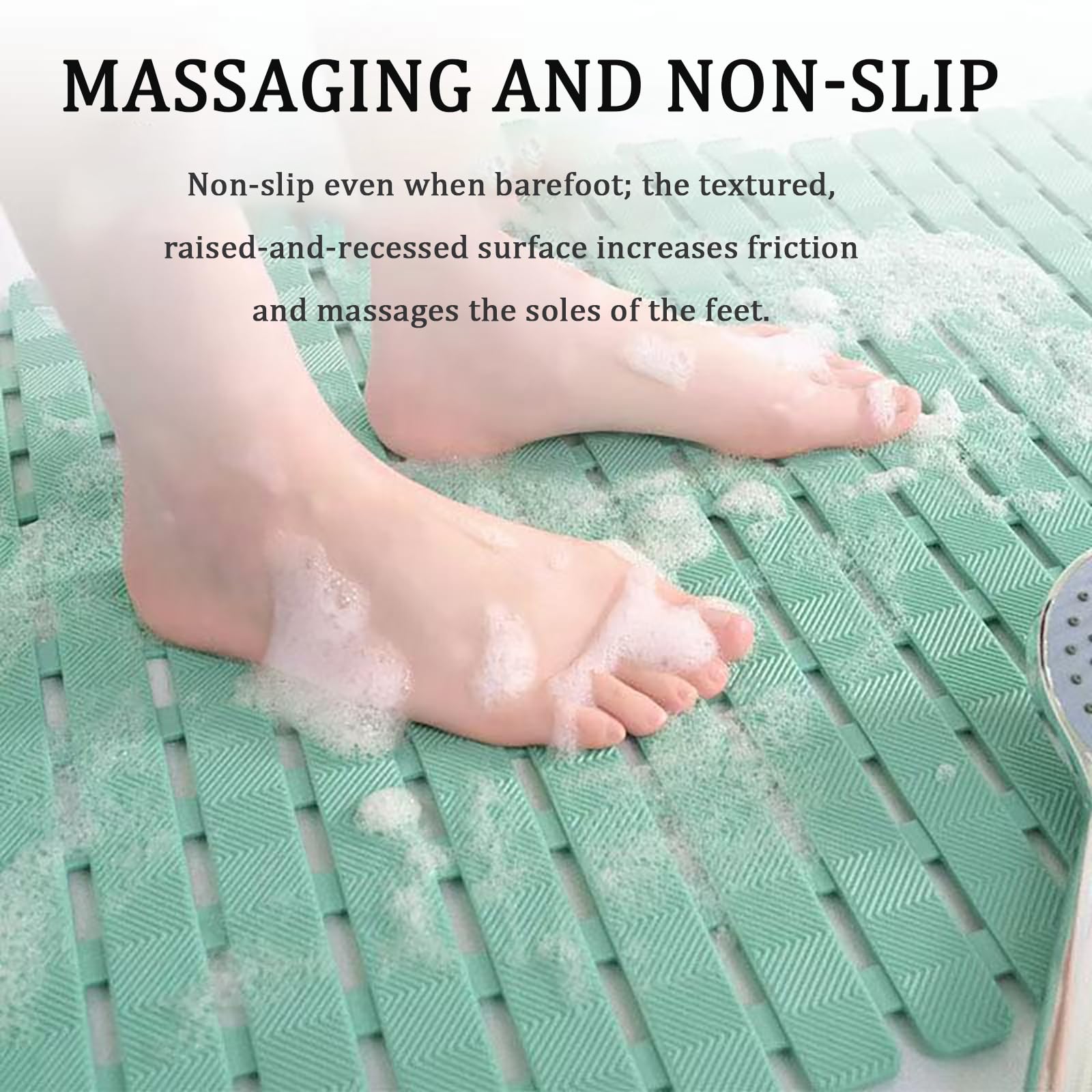 Weiche Komfort Badewannenmatte und Duschmatte Set mit Ablauflöchern, Sicher Badematte rutschfest PVC Massage-Antirutschmatte Dusche für Dusche Badewanne Badezimmer,Blau,50x80cm/20x31in