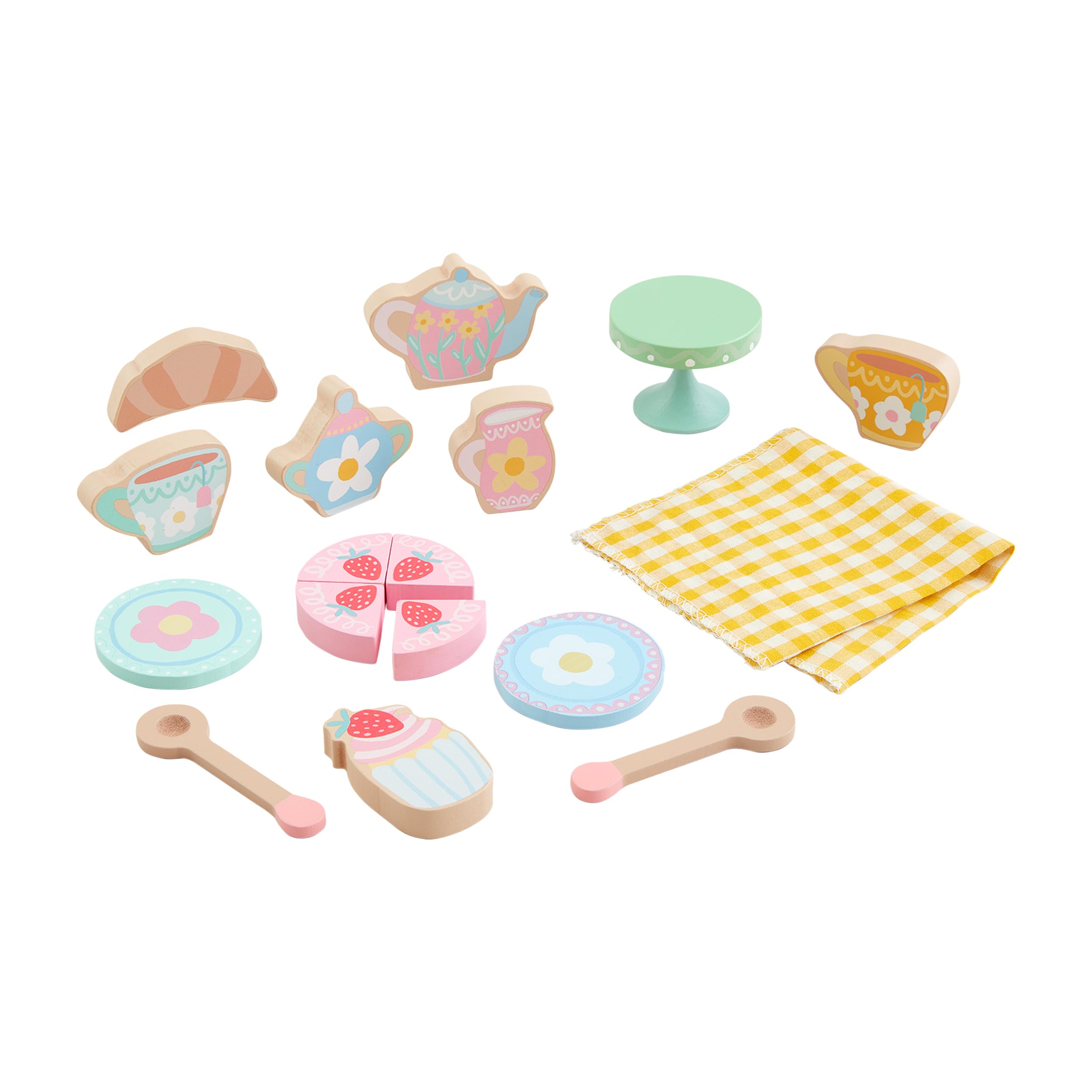 Mud Pie Kids Wood Tea Party Toy Set; Pieces Approx 3