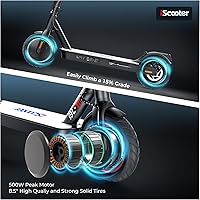 Vista 4 de iScooter Scooter eléctrico con cubierta iluminada, velocidad máxima de 20 MPH, rango de 12-18 millas, neumáticos de 8.5 pulgadas, pico de 500 W