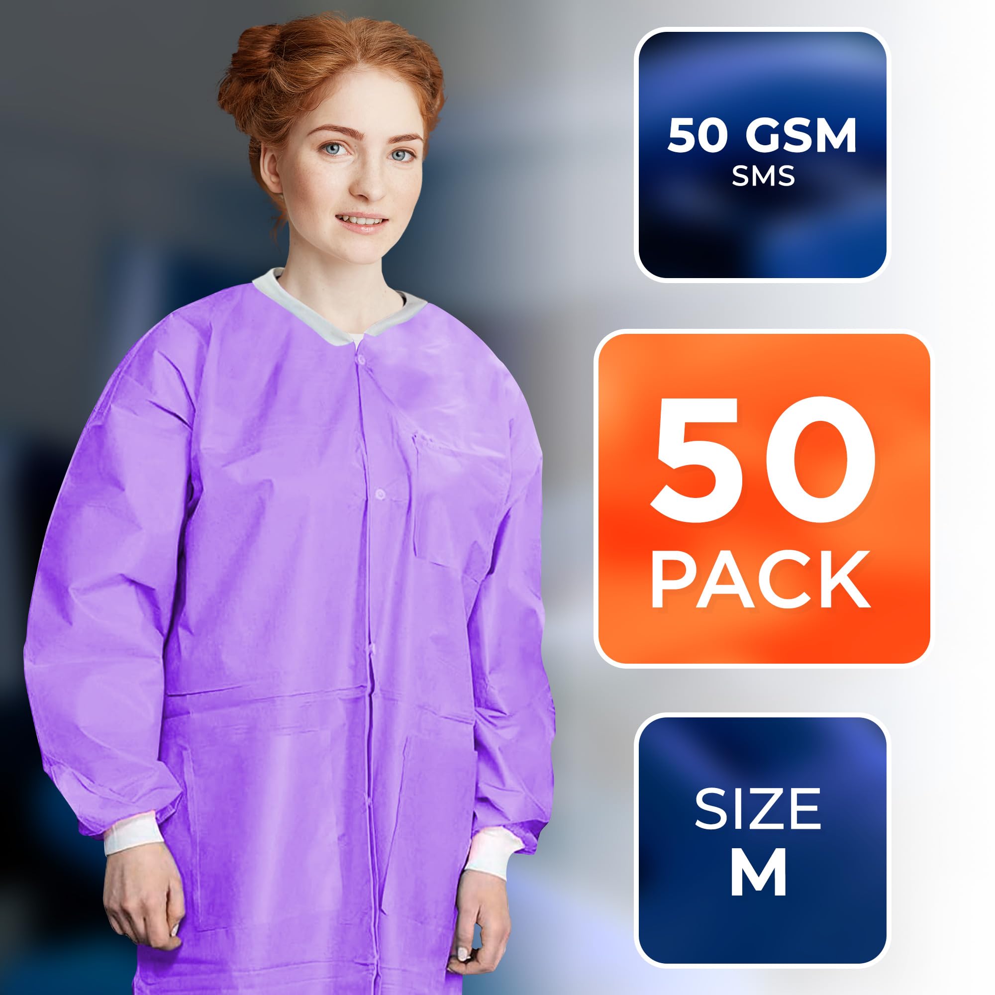 Lab Coat EZGOODZ Disposable S (10-Pack) Purple SMS Medical Coats