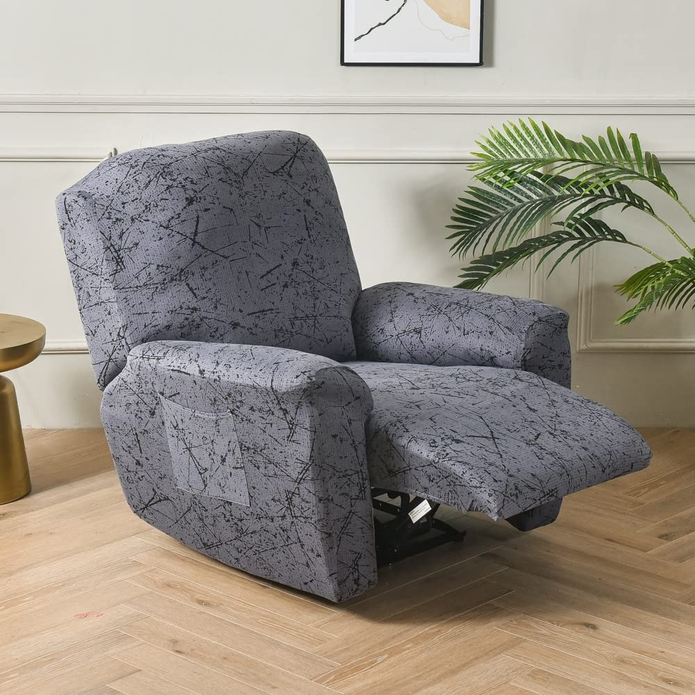 4 Pièce Housse De Fauteuil Inclinable, Doux Antidérapante Avec Poche Latrale Housse Fauteuil Relax Electrique Imprimes Spandex Housse De Canap Fauteuil Protege De Meubles Lavable Color 10 68849565