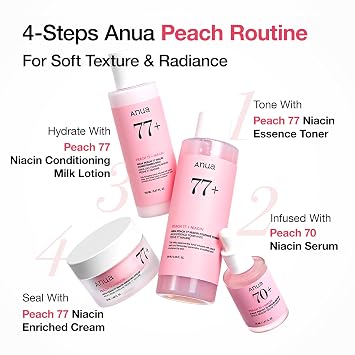 Anua Peach 70 Niacinamid Serum Tägliches Glow Gesichtsserum Pflege für Hautton & fahle Haut mit Vitamin B12 Leicht & feuchtigkeitsspendend für Glass Skin Effekt Korean Skincare 30 ml