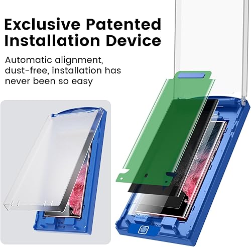 Miniatura 2 de MOHAVE Paquete de 2 Alineación automáticaEliminación de polvo Protector de pantalla de privacidad para Samsung Galaxy S22 Ultra 5G 6.8", película