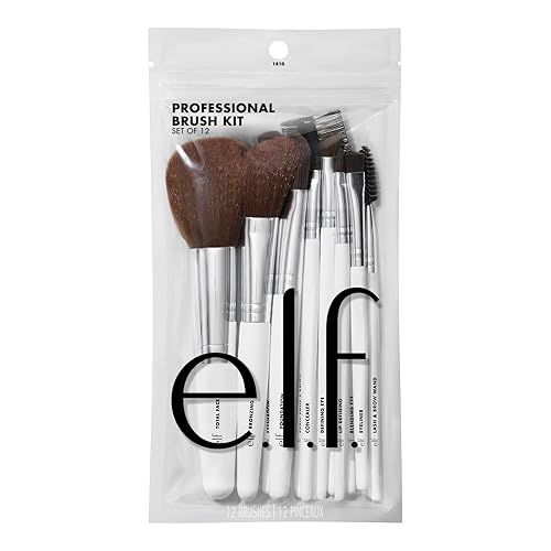 e.l.f. Professional Set of 12 Makeup Brushes, Pro-Worthy Makeup Brushes For A Flawless Full-Face Application, Vegan & Cruelty-Free - e.l.f. Professional Complete Set of 12 B - 12 Piece Set