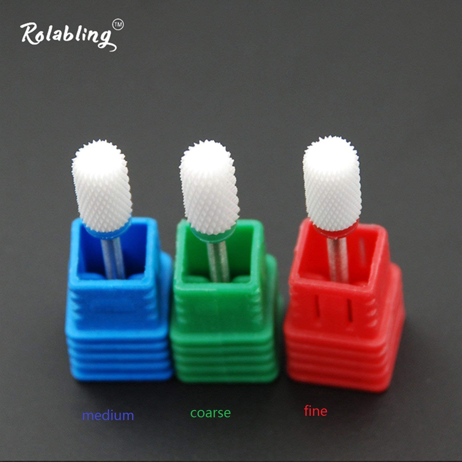 Rolabling Round Head Ceramic Nail Drill Bit For Electric Nail Drill Manicure Machine Accessories Tool (Green Coarse)