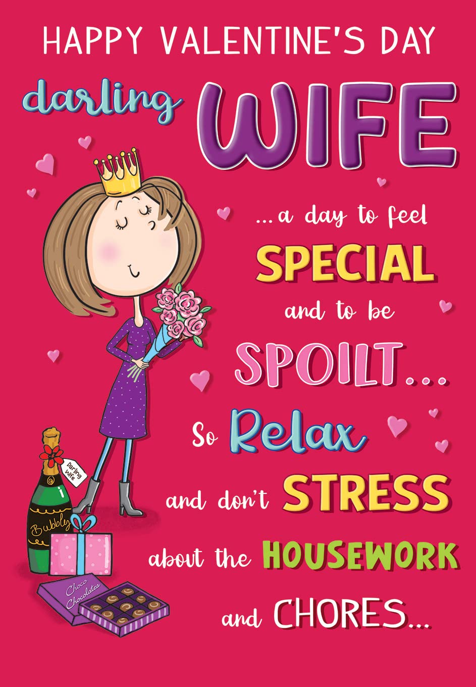 Piccadilly Greetings Funny Valentine's Day Card Darling Wife - 9 x 6 inches