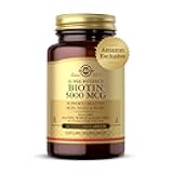 Solgar Biotin 5000 mcg - Supports Healthy Skin, Nails & Hair - Supports Energy Production & Metabolism - Vitamin B - Non-GMO, Vegan, Gluten Free - 180 Count
