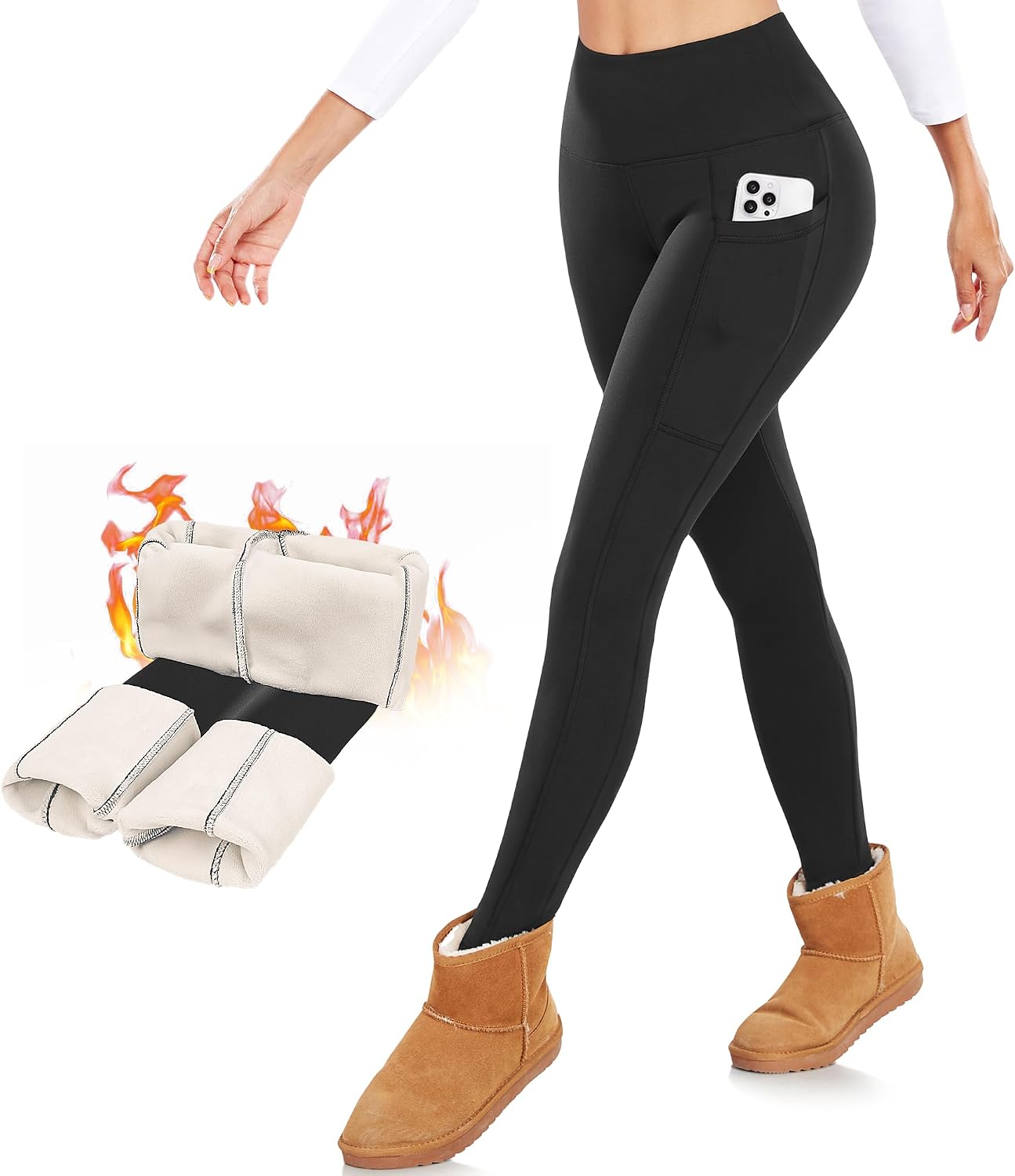 DHSO Fleece Lined Leggings Women - Thick Winter Thermal Warm Pants