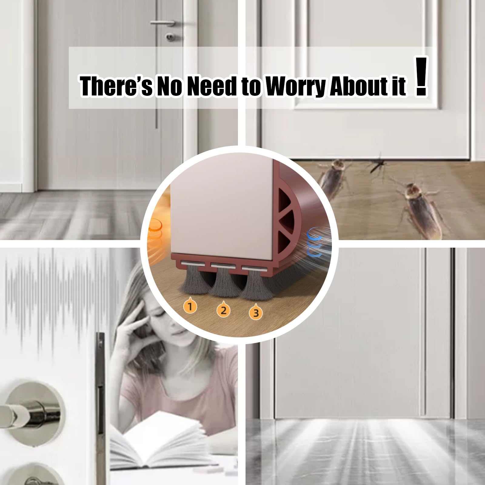 Paraspifferi per Porte Tappi antispiffero per porta in PVC per parte inferiore della porta, Tappi antirumore sotto la porta per ufficio domestico 1 2 5 8 12 pezzi, Riducono la riduzione(Brown,5pcs)