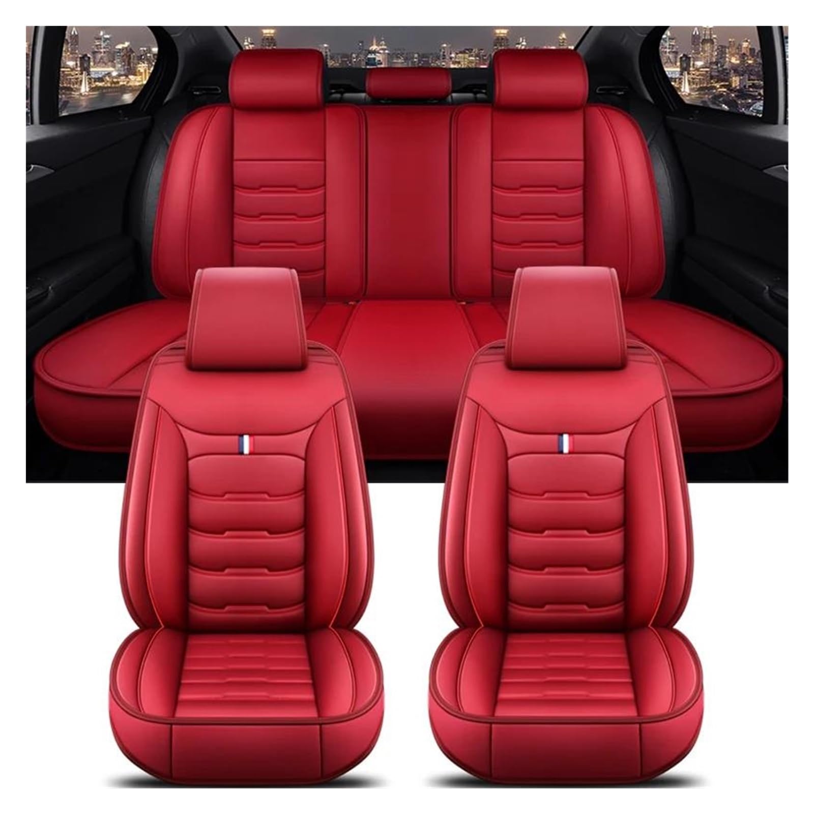 Housse Universelle Siège Auto Citroën C4 Picasso C3 C5 Rouge 5 Places - 8