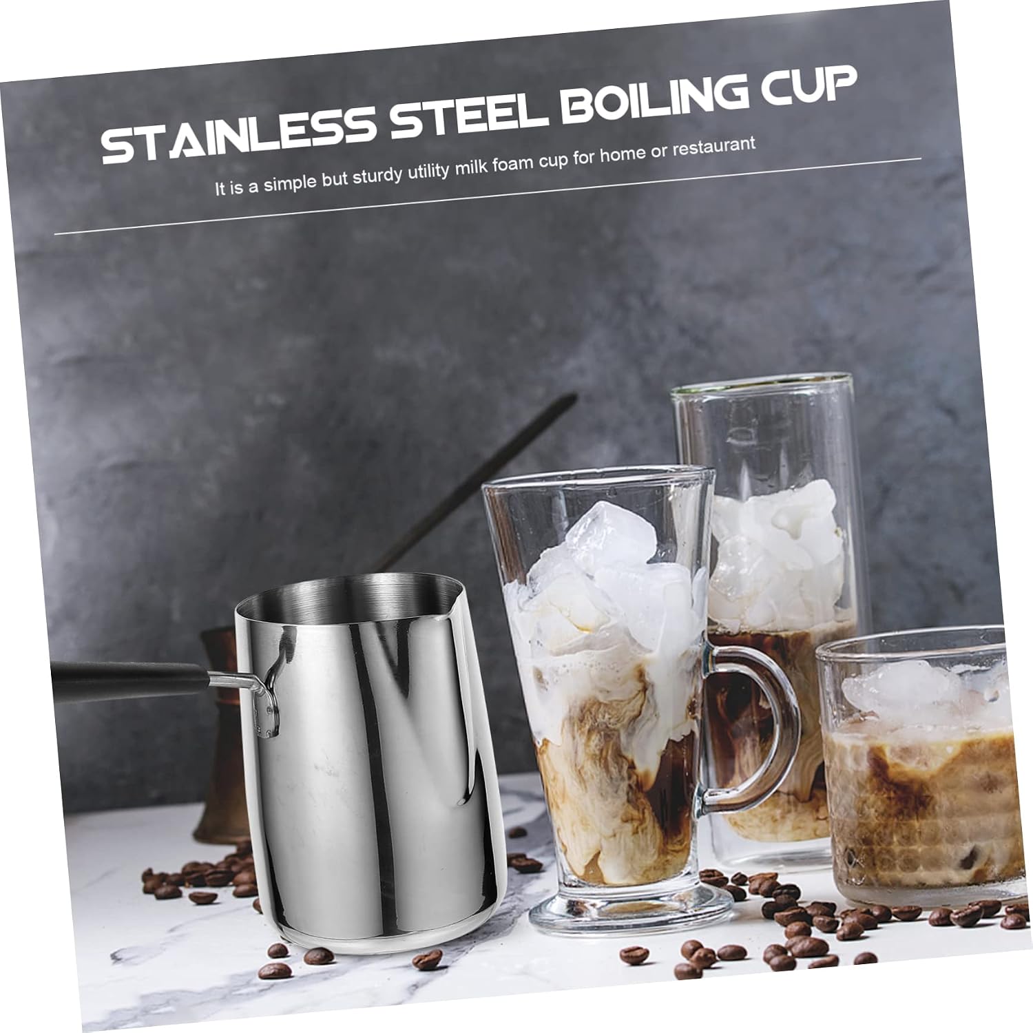 NUOBESTY Stainless Steel Large Capacity Milk Pan with Comfortable Handle Heat Resistant Thickened Milk Cup for Chocolate Melting and Latte Art Food Grade Safe and Easy to Clean