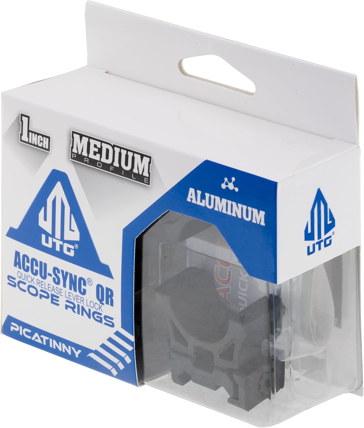 UTG ACCU-SYNC QR 1" Medium Profile Scope Rings, Picatinny,Black