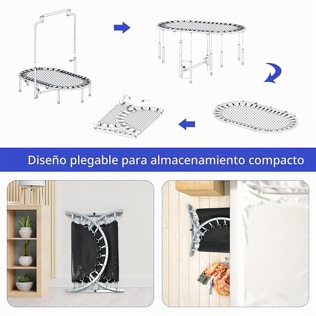 Foto 6 de 8 de GYMAX Trampolín Plegable para 2 Personas, Trampolín Infantil con Mango Ajustable de 5 Niveles