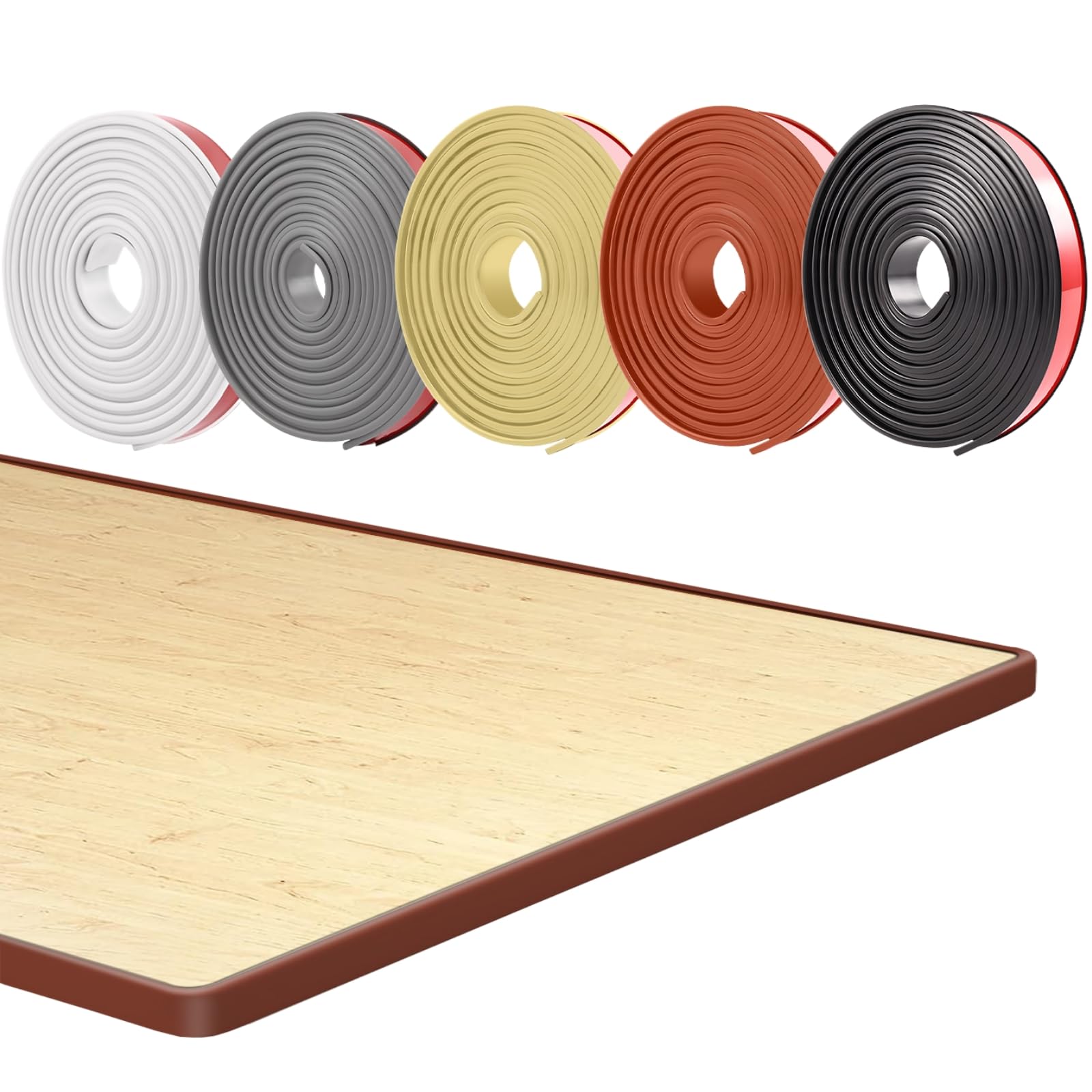 RONSEN U-Förmig Kantenumleimer selbstklebend, 3 Meter TPE Möbelkantenband für Tischkantenschutz, Schrankreparatur, Möbelrestaurierung und Renovierung (Braun, 3m*16mm)