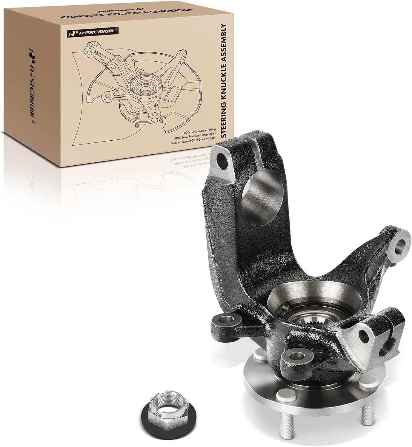 A-Premium Front Right Steering Knuckle & Wheel Bearing Hub Assembly Compatible with Ford Focus 2006 2007 2008 2009 2010 2011, Passenger Side