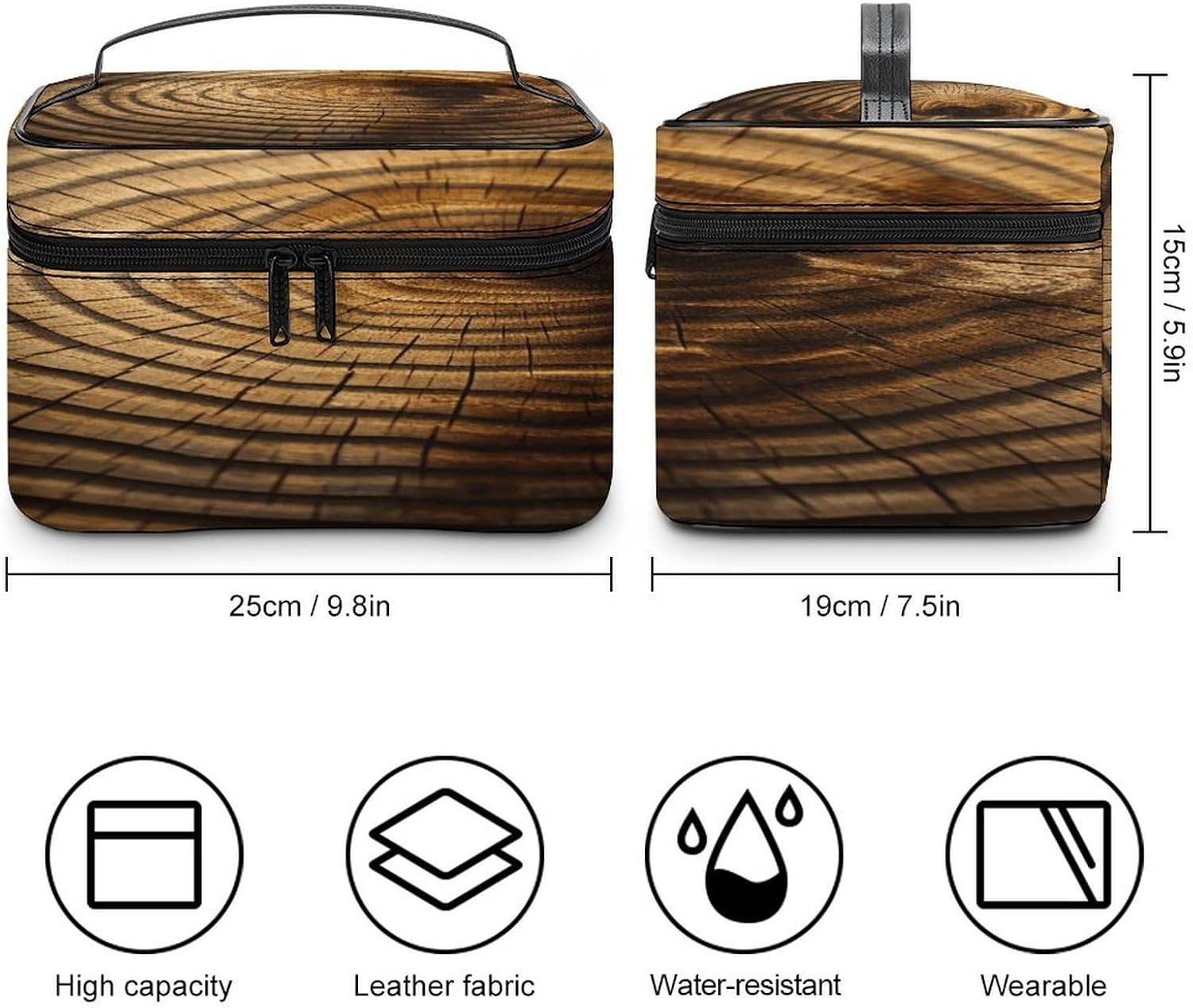 Tree Rings Travel Makeup Bags Large Capacity Cosmetic Bag for Women Portable Makeup Artist Organizer Bags Waterproof Make Up Bag Lightweight Hand-held Makeup Case image 2