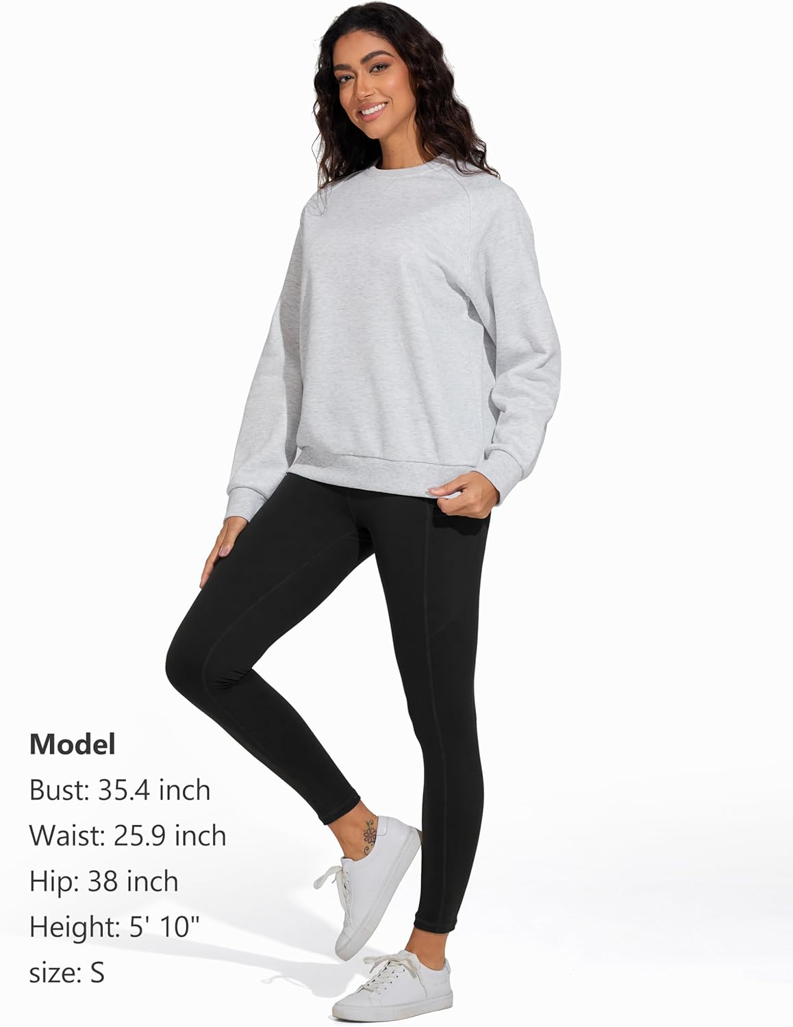 THE GYM PEOPLE Women's Long Sleeves Fleece Sweatshirts Loose Fit Crewneck Workout Casual Pullover Tops - Image 5