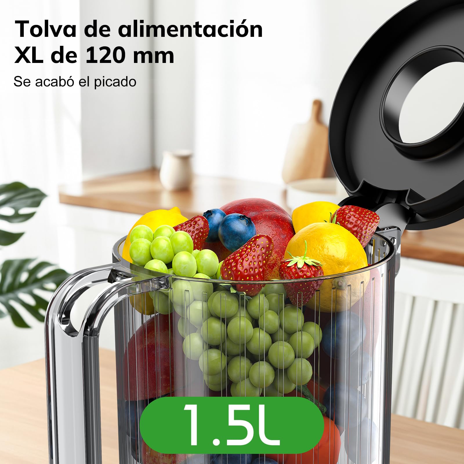 Kotopa Entsafter Gemüse und Obst Testsieger, Slow Juicer mit 120 MM XL-Einfüllschacht, 600 mL Saftbehälter, Elektrische Juicer Machine für Familien, Gesundheitsbewusste, Einfache Reinigung(Grau)
