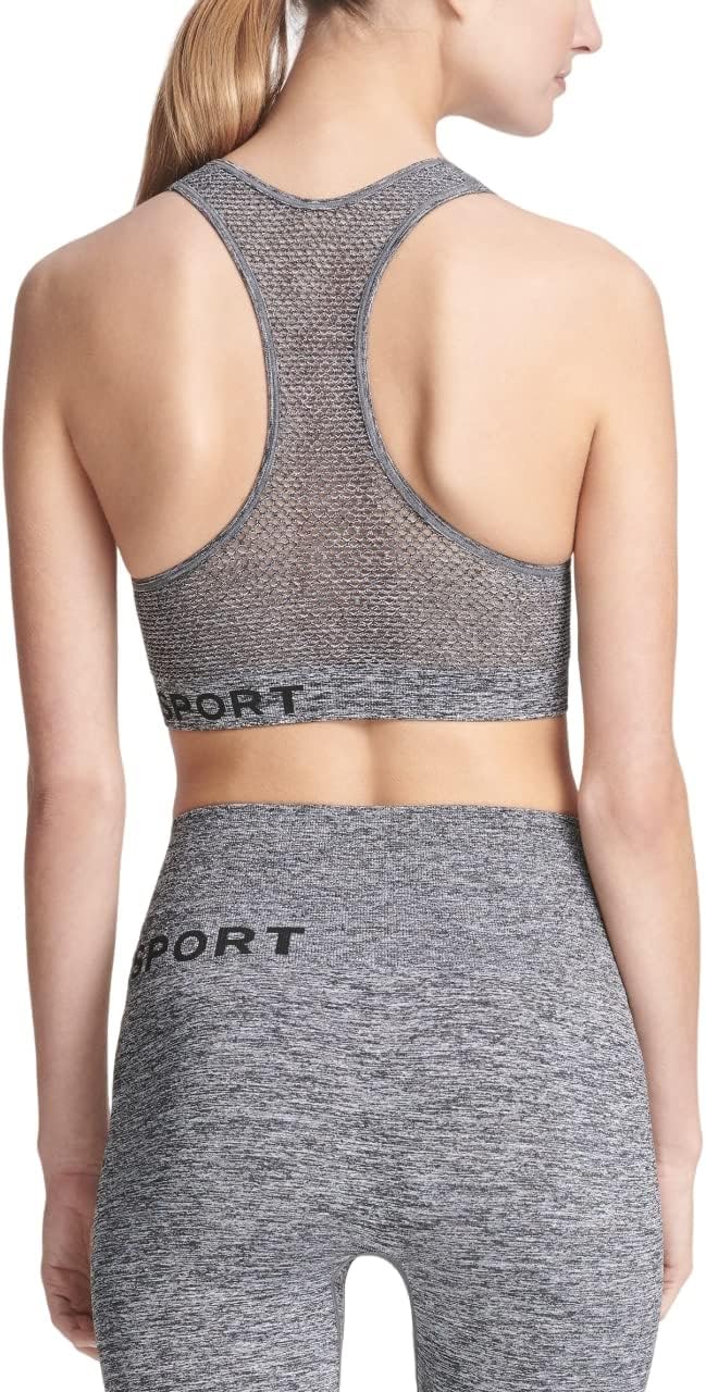 DKNY Women's Performance Classic Seamless Mesh Support Yoga Running Bra