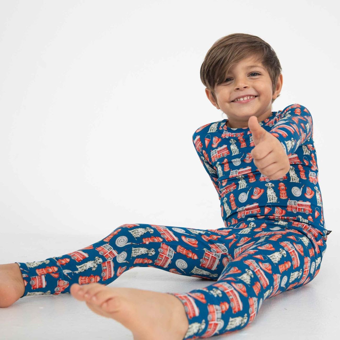 Lev Baby Blue Bamboo Pajama 2-Piece Lounge Set, Sustainable Pajamas, Long Sleeve, Washable, Cute Pajama Jumper