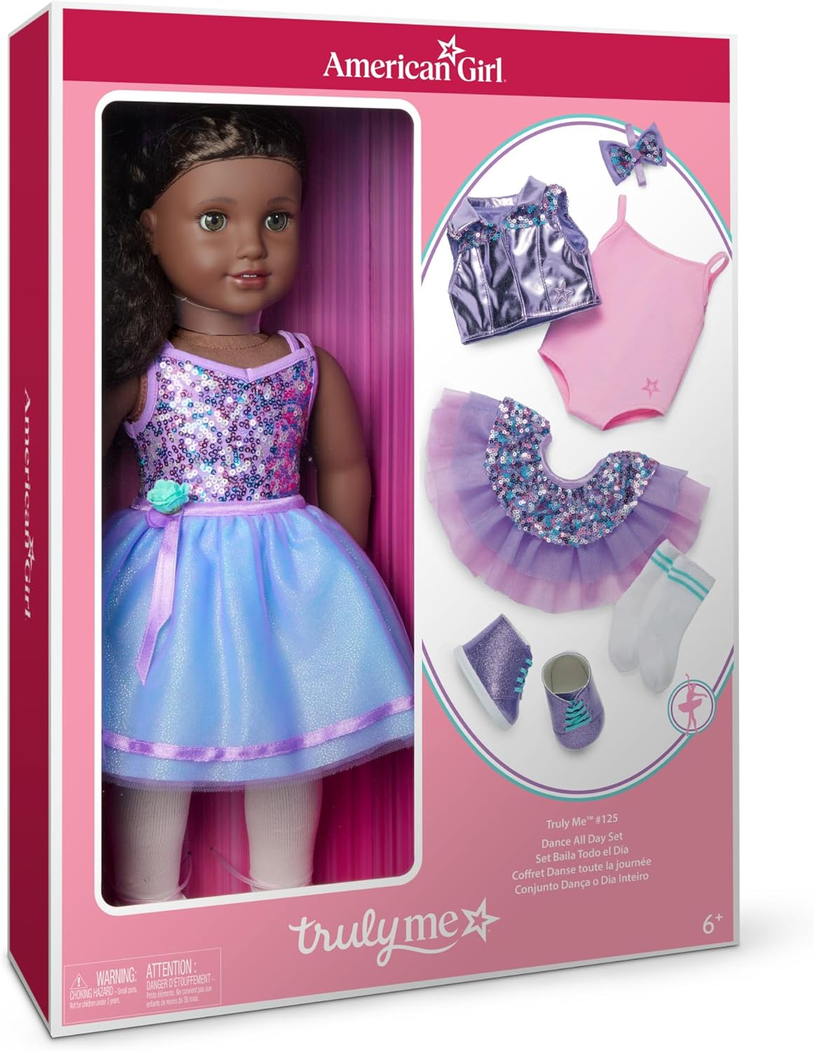 American Girl, Truly Me #127 Doll & Dance All Day Set, with Hazel Eyes, Curly Dark-Brown Hair, Very Deep Skin, Ages 6+