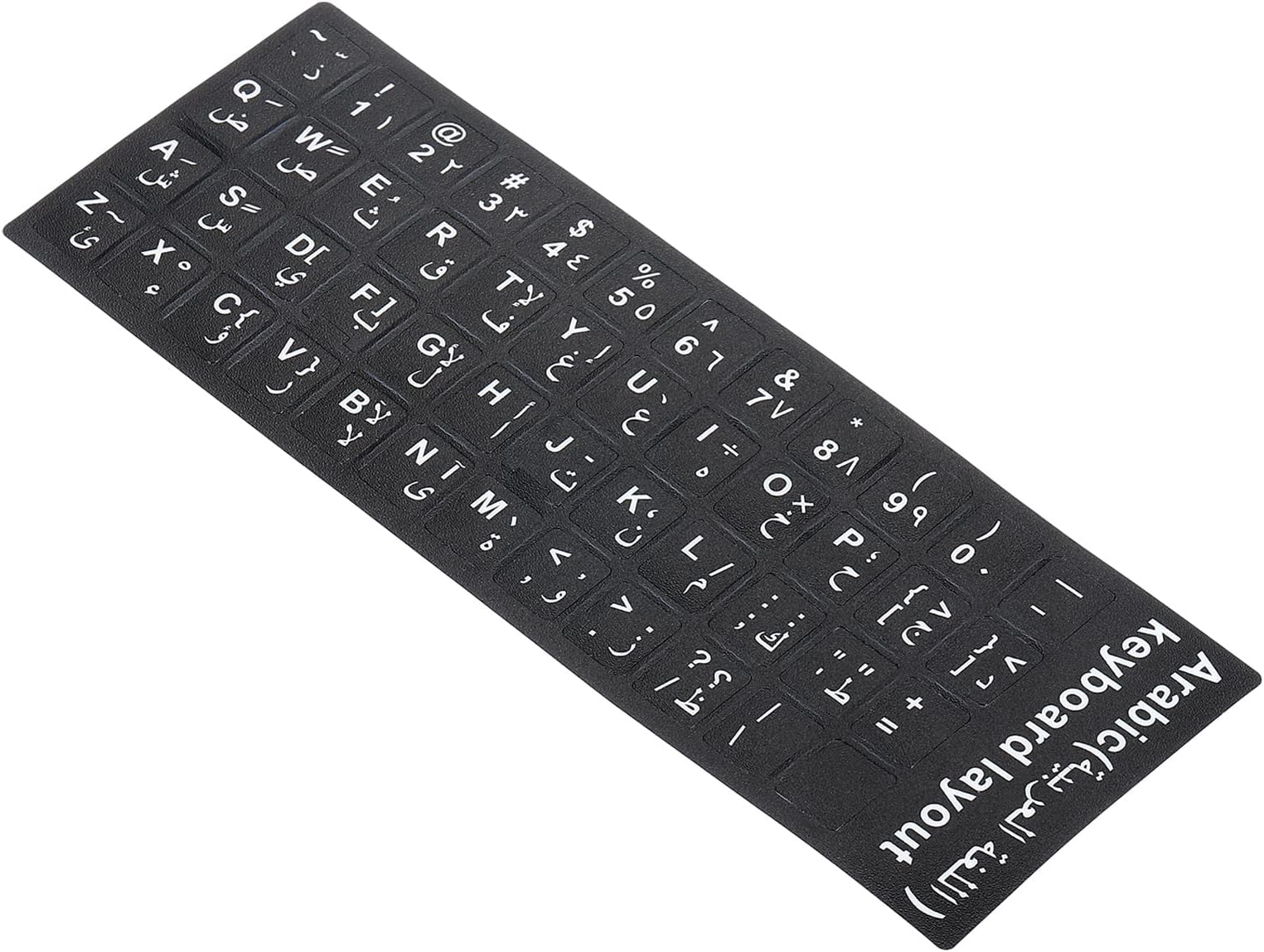 PATIKIL Arabic Keyboard Layout Stickers, 2 Pack Universal Keyboard Replacement Cover for Notebook Desktop Computer, Black Background White Lettering
